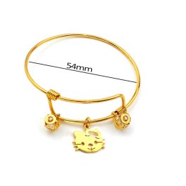 LT011 Vòng tay inox mạ vàng chrame hình mèo kitty
