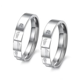 NC038 Nhẫn cặp bàn chân inox cao cấp (Size 4-5-7-8)