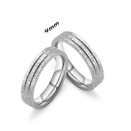 NC052 Nhẫn cặp đôi titan phun cát 3 sọc (Size 4-5-6-7)