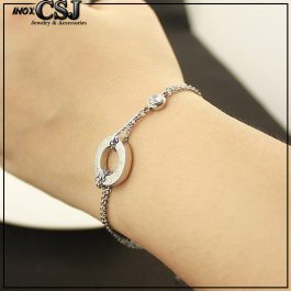 TA020 Lắc tay nữ titan vòng tròn chữ love màu trắng