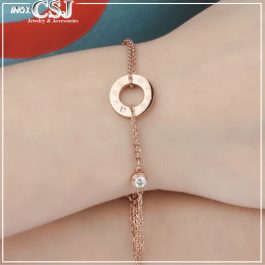 TA021 Lắc tay nữ titan vòng tròn love màu hồng