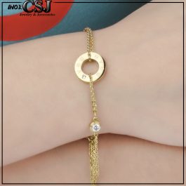 TA022 Lắc tay nữ titan vòng tròn chữ love màu vàng