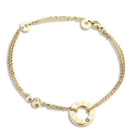 TA022 Lắc tay nữ titan vòng tròn chữ love màu vàng