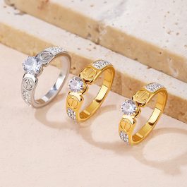 TC020 Nhẫn nữ titan 1 hột cao thời trang Cartier (Size 6-7-8)