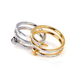 TC081 Nhẫn nữ titan cây đinh cartier uốn 2 vòng (Size 6-7-8)