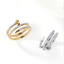 TC081 Nhẫn nữ titan cây đinh cartier uốn 2 vòng (Size 6-7-8)