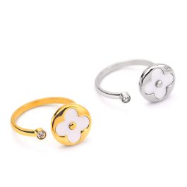 TC140 Nhẫn nữ titan thiết kế hở mặt hình hoa LV (Size 6-7-8)
