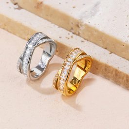 TC212 Nhẫn nữ titan chữ X Cartier (Size 6-7-8)
