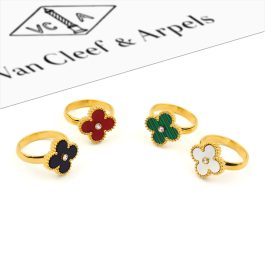 TC287 Nhẫn nữ titan hình hoa 4 cánh van Cleef LV
