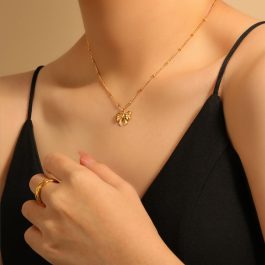 TN003 Dây chuyền vòng cổ titan mặt hình cái nút thắt chiếc nơ