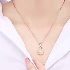 TN006 Dây chuyền con mèo titan, vòng cổ titan mèo may mắn