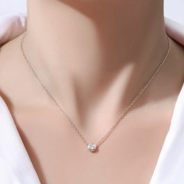TN011 Dây chuyền titan mặt đá tròn nhỏ