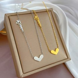 TN024 Dây chuyền titan trái tim cách điệu chữ love