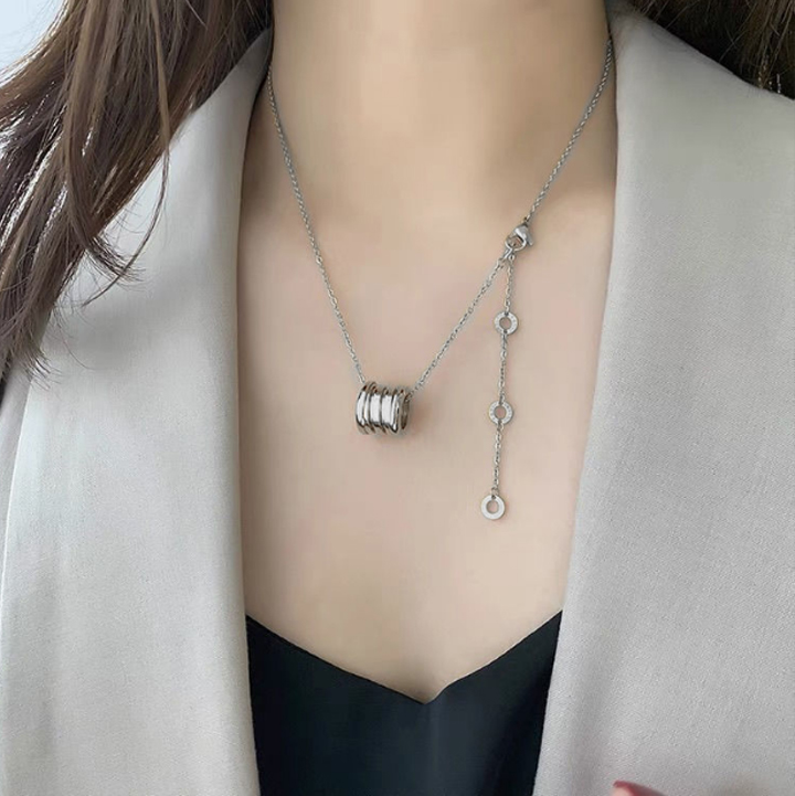 TN025 Dây chuyền titan ống tròn xỏ ngang - Ảnh 2