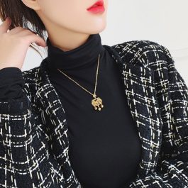 TN036 Dây chuyền titan khóa trường thọ kim tiền may mắn