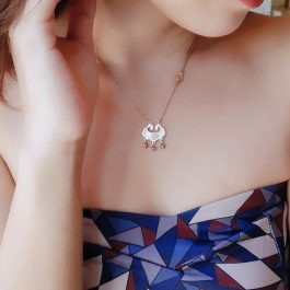 TN037 Dây chuyền titan khóa trường thọ cẩm xà cừ