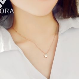 TN048 Dây chuyên titan ngôi sao lucky star màu hồng