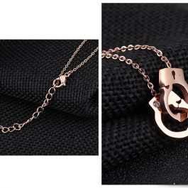TN093 Dây chuyền titan còng số 8 màu hồng