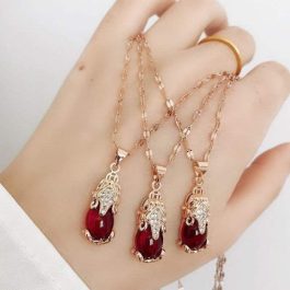 TN195 Dây chuyền titan tỳ hưu đá ruby