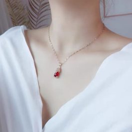 TN195 Dây chuyền titan tỳ hưu đá ruby