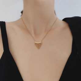 TN319 Dây chuyền vòng cổ titan tua bi màu vàng
