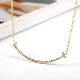 TN351 Dây chuyền titan màu vàng nụ cười đính full đá