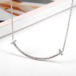 TN352 Dây chuyền titan màu trắng miệng nụ cười đính full đá