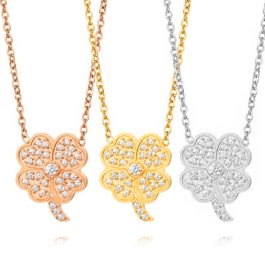 TN375 Dây chuyền titan cỏ 4 lá đính full đá