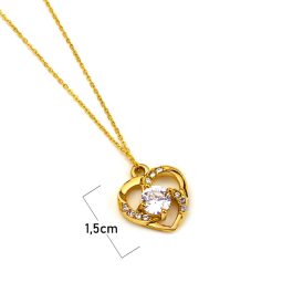 TN385 Dây chuyền nữ titan mặt hình trái tim đính kim