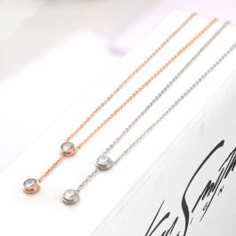 TN451 Dây chuyền titan 2 viên đá tròn nhỏ