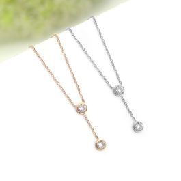 TN451 Dây chuyền titan 2 viên đá tròn nhỏ