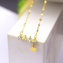 TN527 Dây chuyền titan 1314 kẹp đá mạ vàng