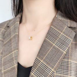 TN556 Dây chuyền titan 2 hàng đá vuông