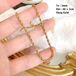 TN614 Dây chuyền nữ titan 2mm không mặt kiểu dây thừng buộc tàu