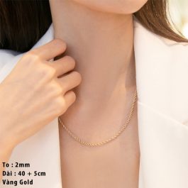 TN614 Dây chuyền nữ titan 2mm không mặt kiểu dây thừng buộc tàu