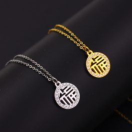 TN662 Dây chuyền nữ titan mặt tròn chữ phúc