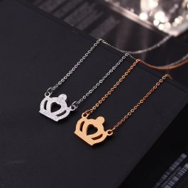 TN759 Dây chuyền nữ titan hình vương niệm (Trắng/hồng)