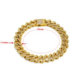 LN165 Lắc tay titan nam 11mm kiểu cuban đính full kim