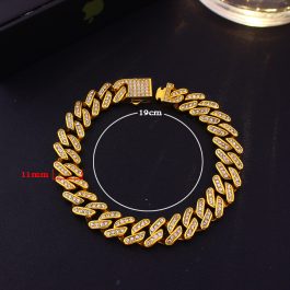 LN165 Lắc tay titan nam 11mm kiểu cuban đính full kim