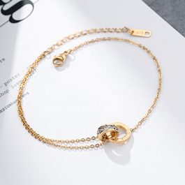 TA503 Lắc chân titan 2 khoen tròn lồng vào nhau màu vàng
