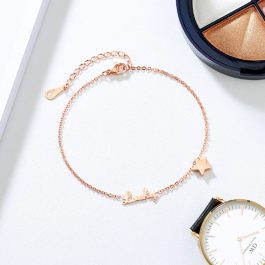 TA527 Lắc chân titan ngôi sao lucky màu hồng
