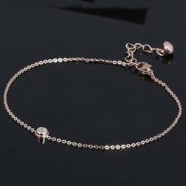 TA544 Lắc chân titan màu vàng hồng 1 viên đá tròn