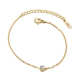 TA545 Lắc chân titan màu vàng tươi 1 viên đá tròn