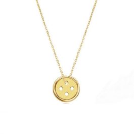 TN001 Dây chuyền titan nút áo, vòng cổ hình nút áo titan