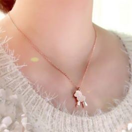 TN019 Dây chuyền, vòng cổ titan con cừu màu hồng