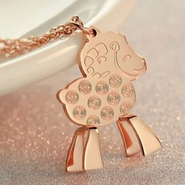 TN019 Dây chuyền, vòng cổ titan con cừu màu hồng