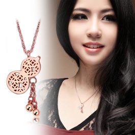 TN022 Dây chuyền titan hồ lô màu hồng