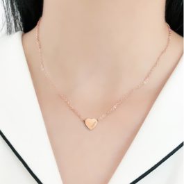 TN049 Dây chuyên titan trái tim lucky màu hồng 14k