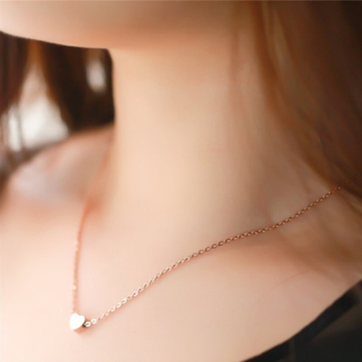 TN049 Dây chuyên titan trái tim lucky màu hồng 14k - Ảnh 3