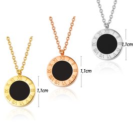 TN058 Dây chuyền titan mặt hình tròn số la mã 1.1cm